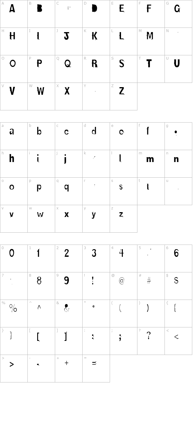 oldbold-light character map