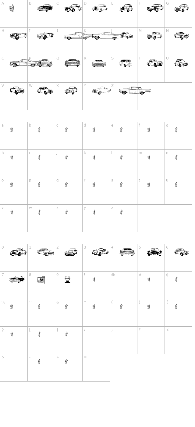 OLDCAR character map