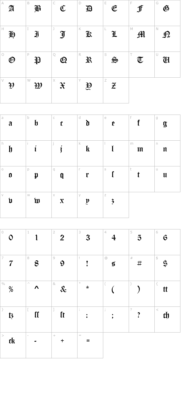 oldeenglish-regular character map