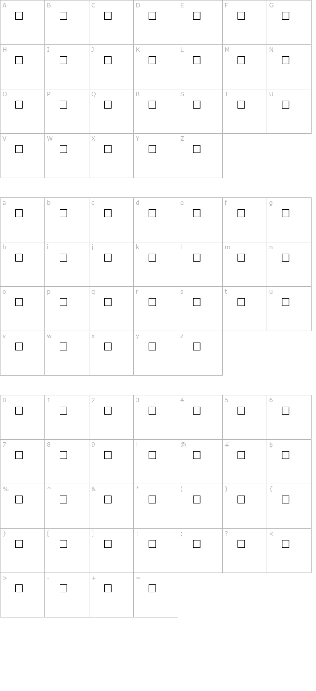 OLDEWALL Regular character map