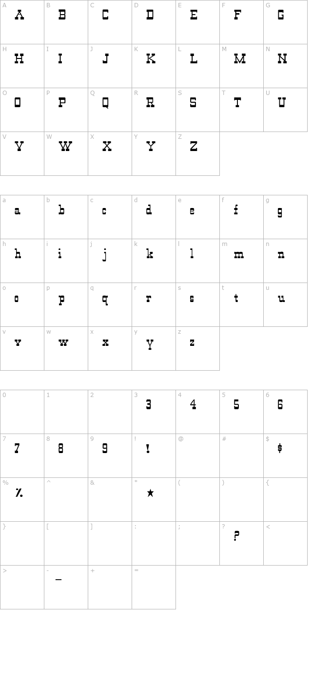 OldeWest-Normal character map