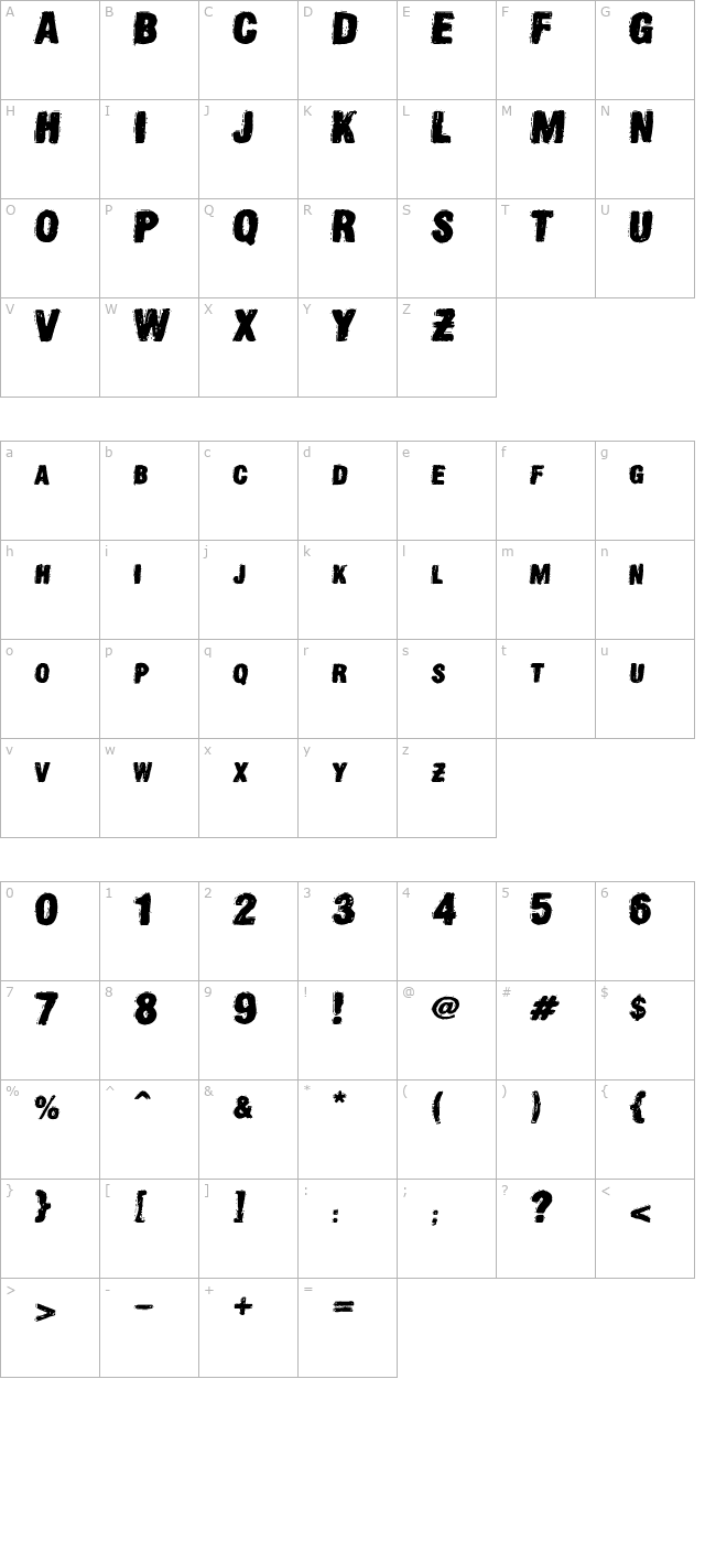 oldpress-dsg character map