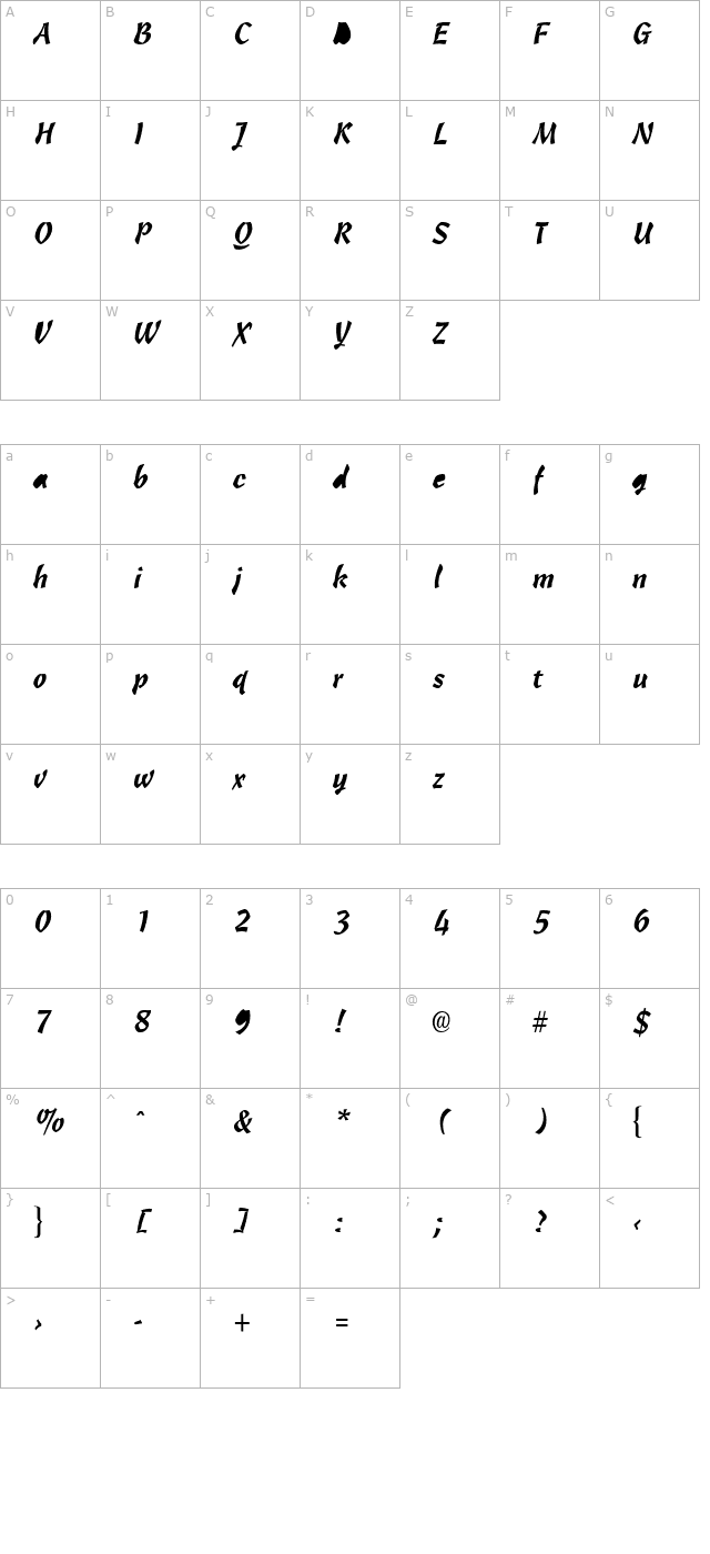 ole-script-light-ssi-light character map