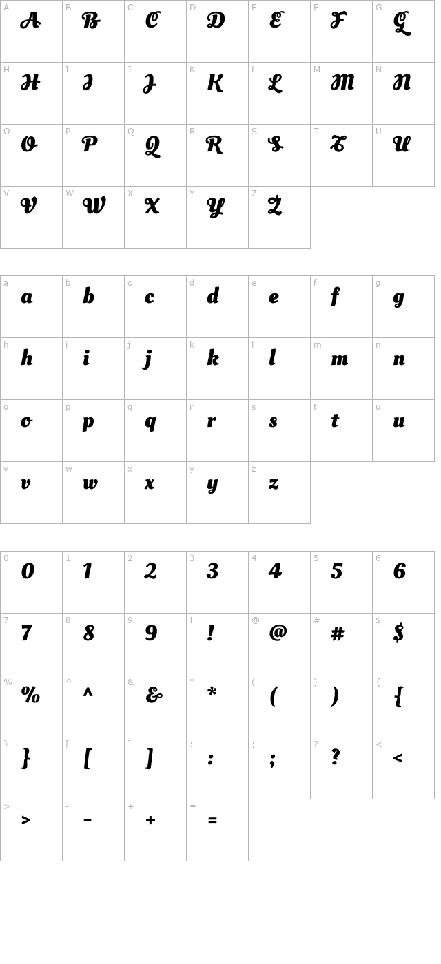 oleo-script-swash-caps-bold character map