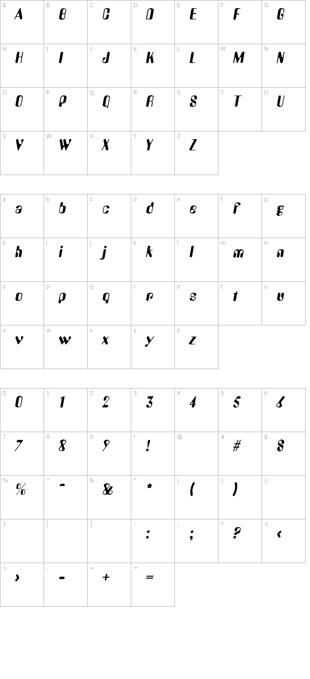 oliviabecker-italic character map