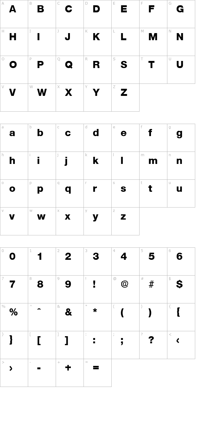 olnova-extrabold character map