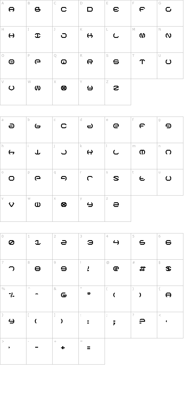 Omega Sentry character map