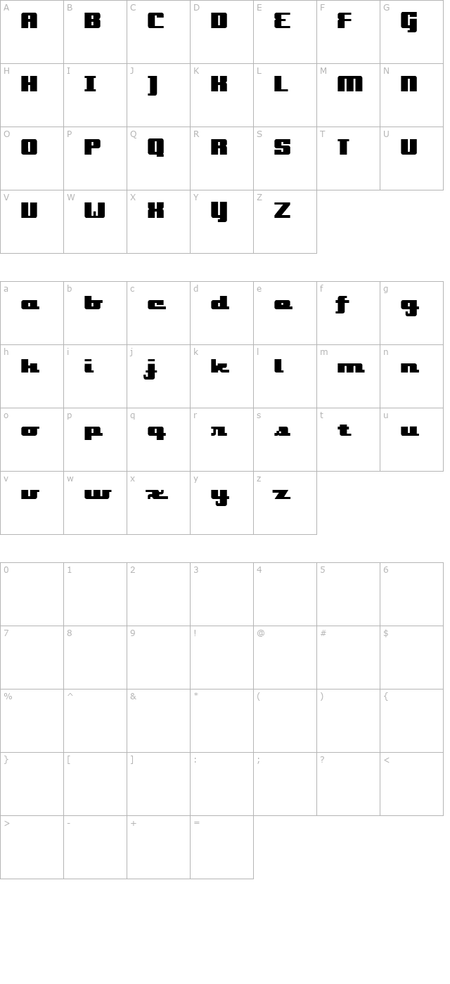 onakite Bold character map