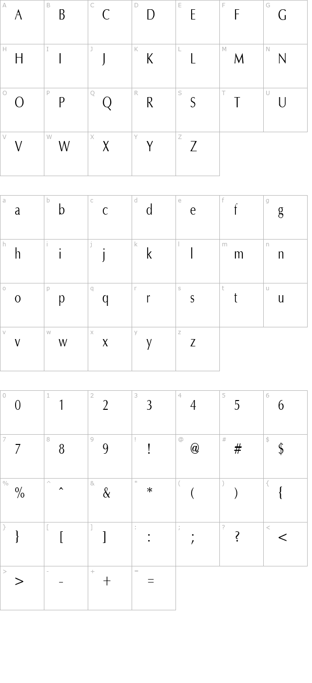 optanecompact-regular character map