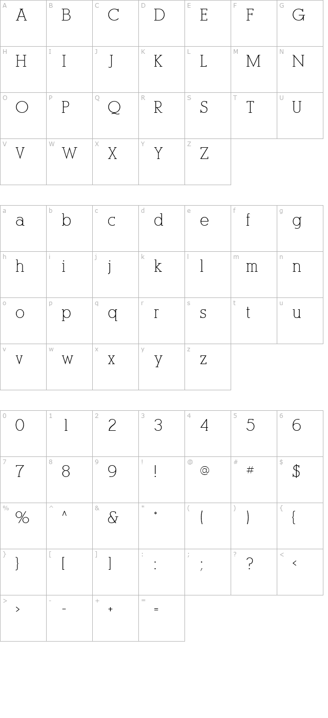 optasia-ssi character map