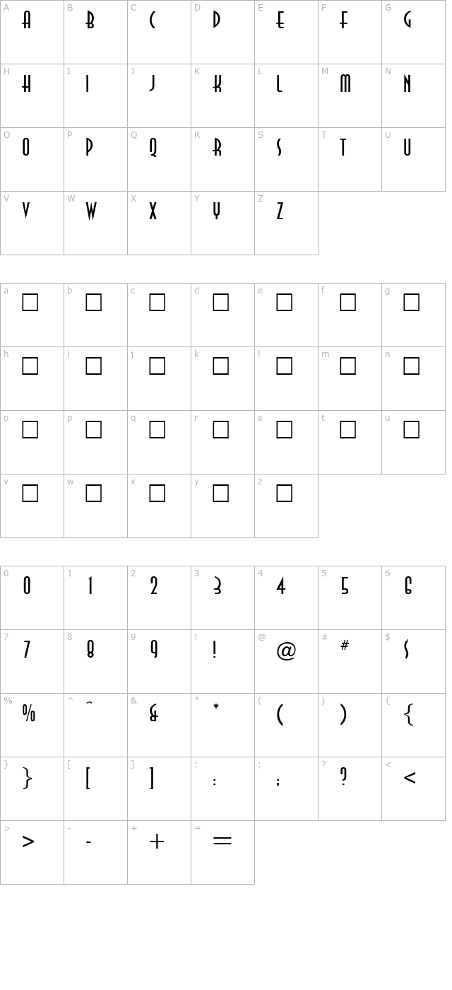 optiasian character map