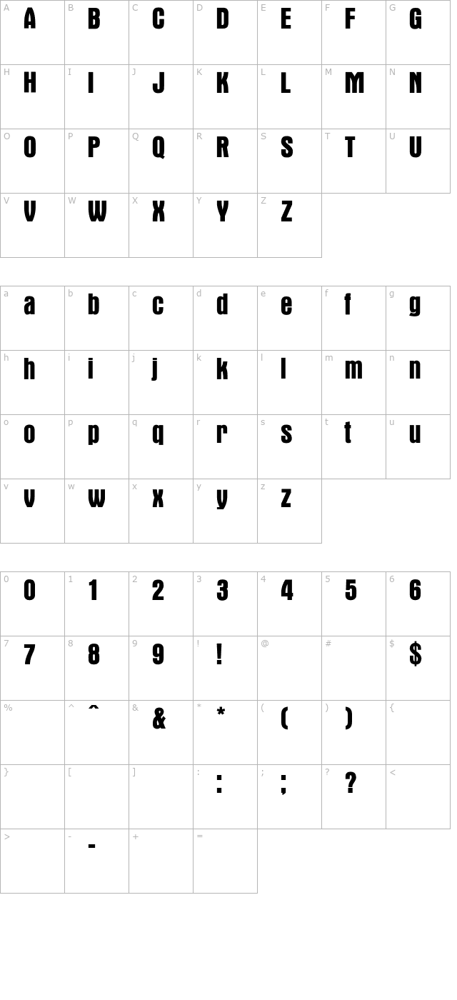 optiauroragrotesknine character map