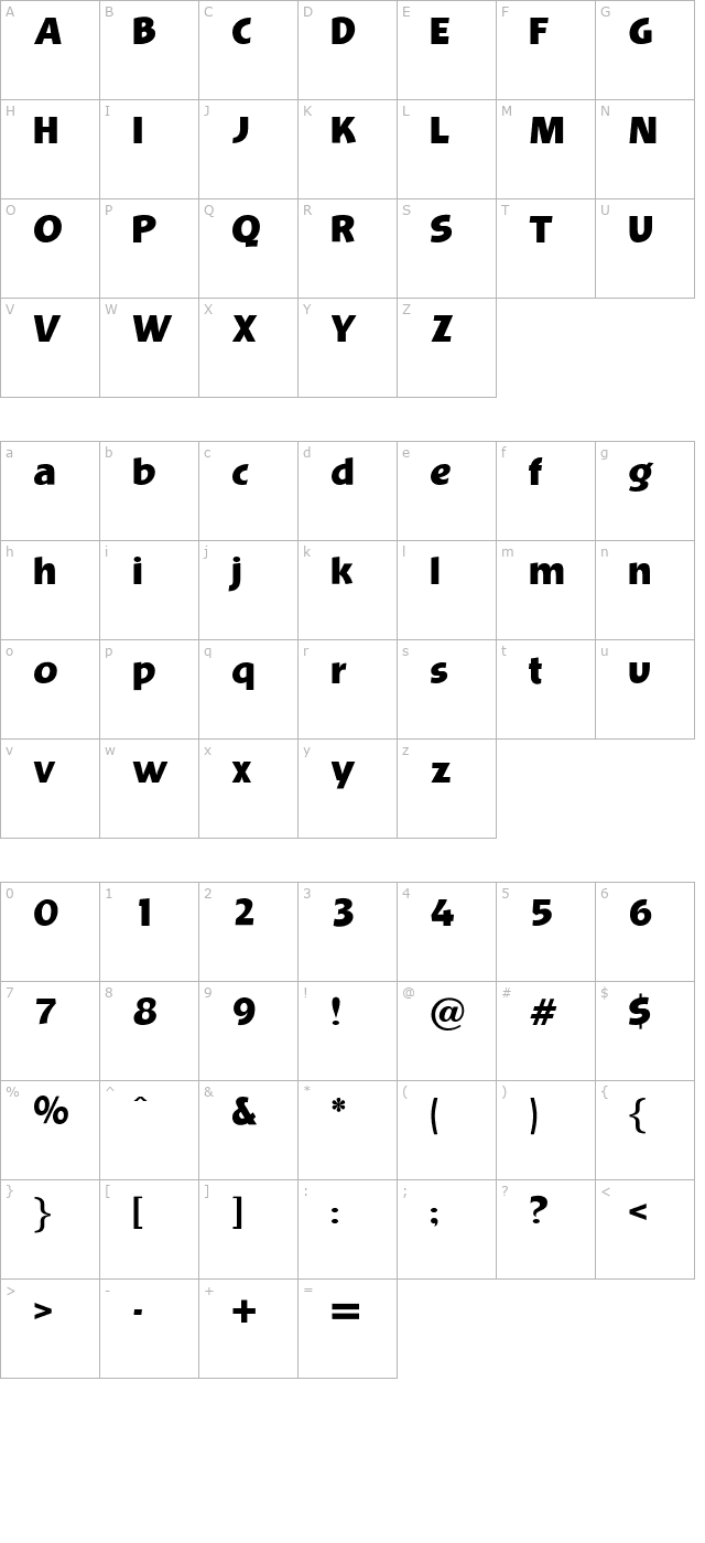 OPTIBevis-Bold character map