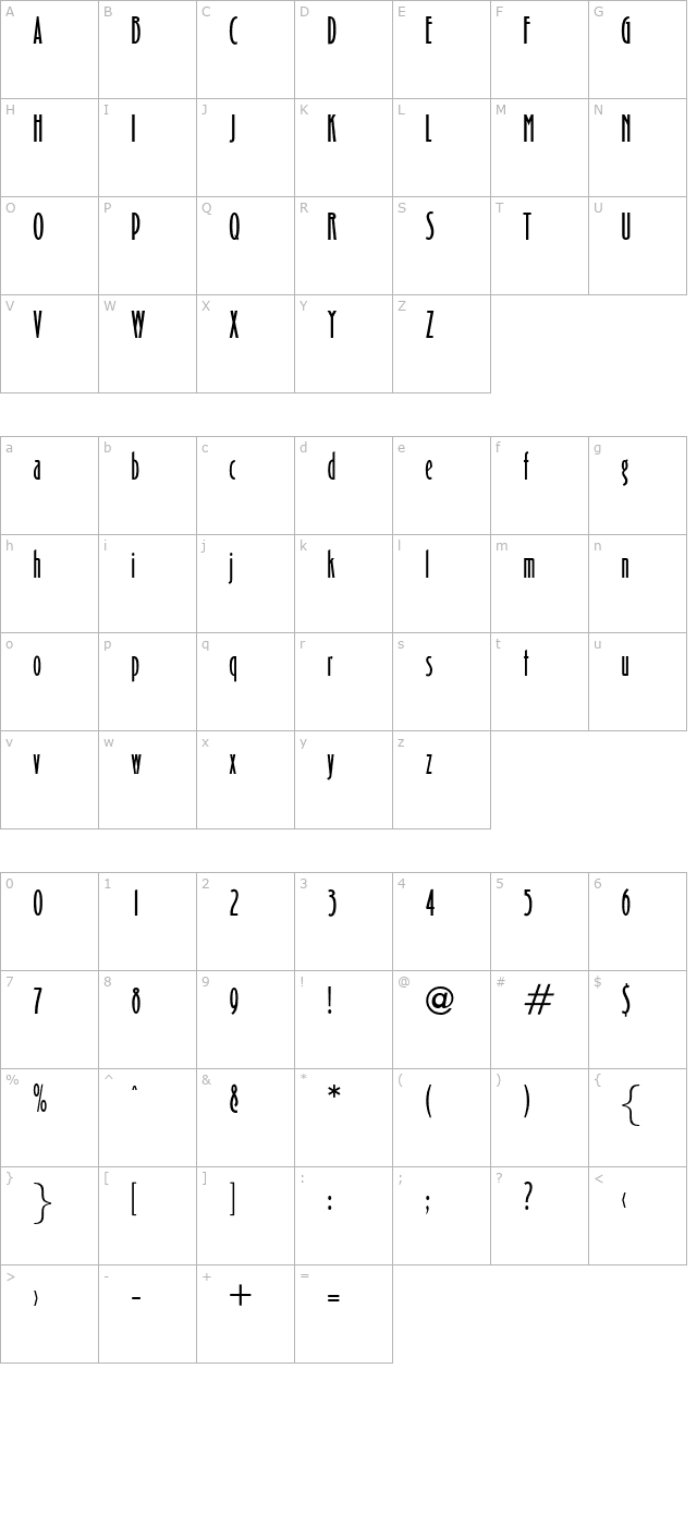 OPTICarling-Light character map