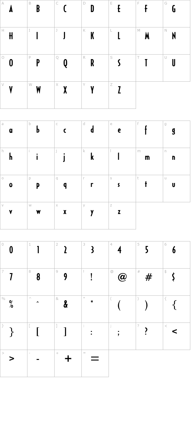 OPTICivet-MediumCond character map