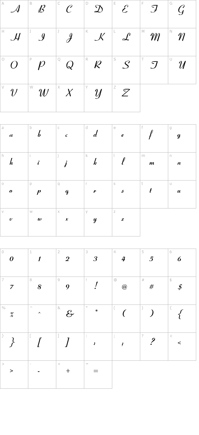 opticoyonetbold character map