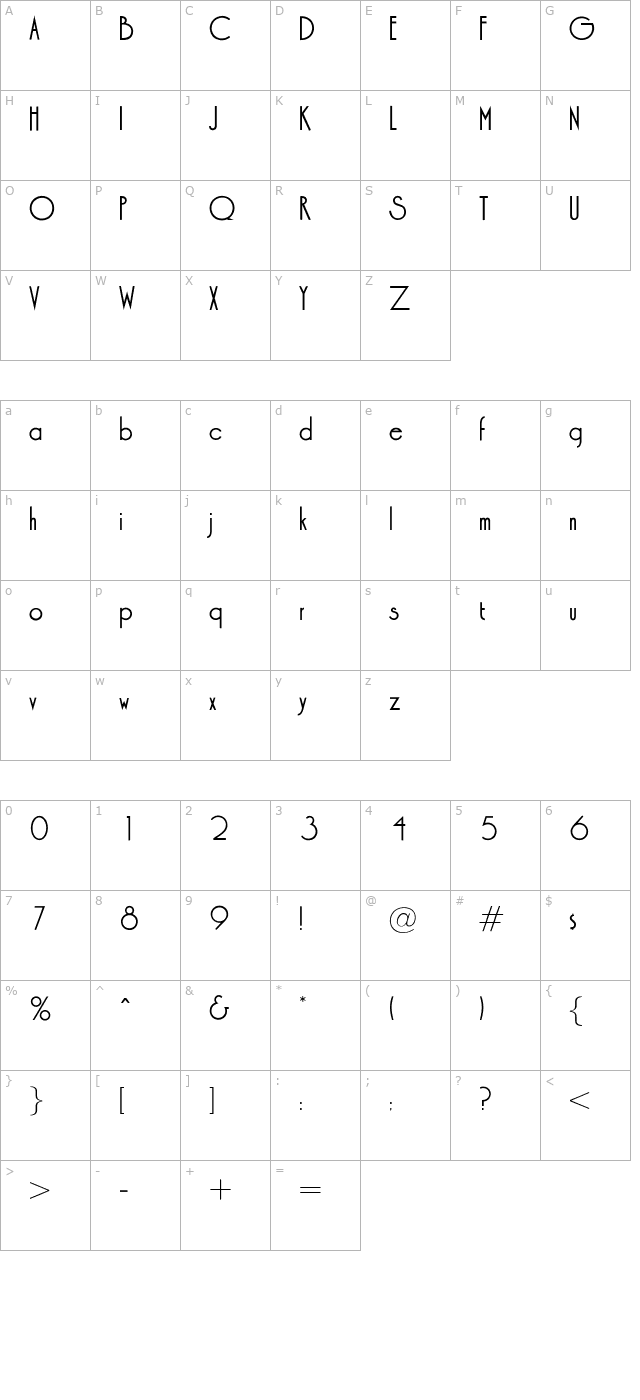 optidesign-medium character map