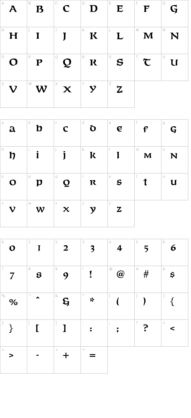 OPTIFurst-Bold character map