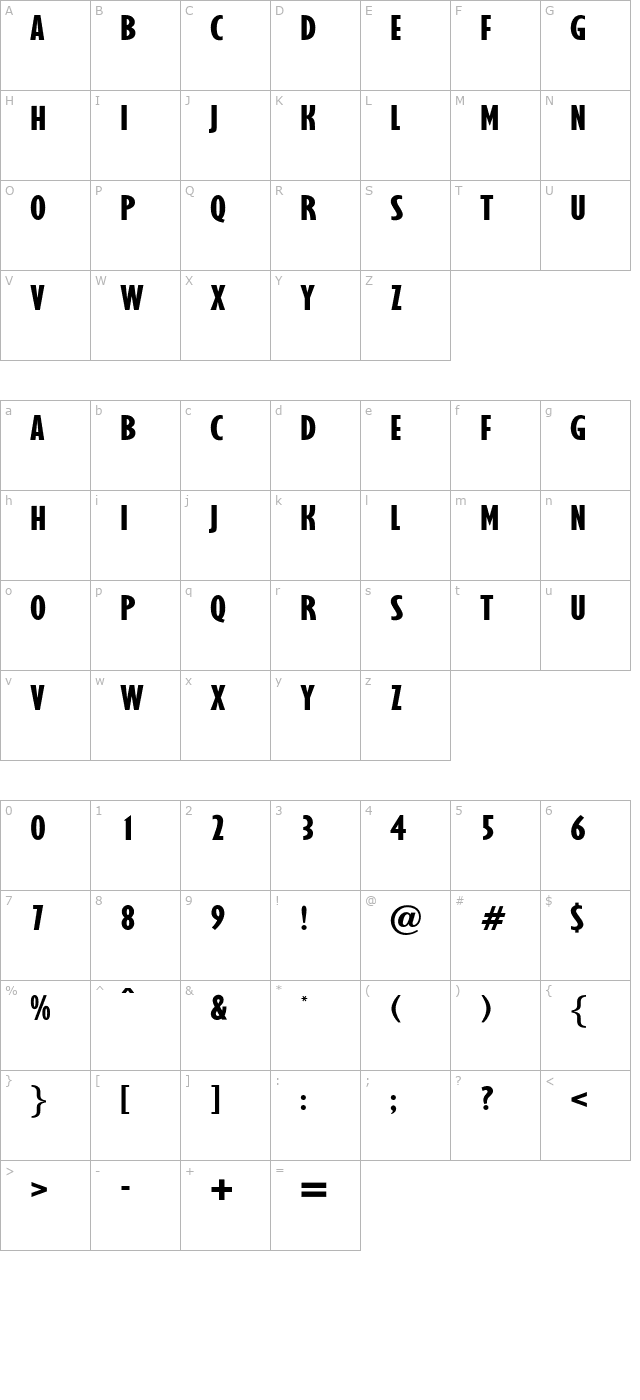 OPTIGibby-XBoldXCondHeads character map