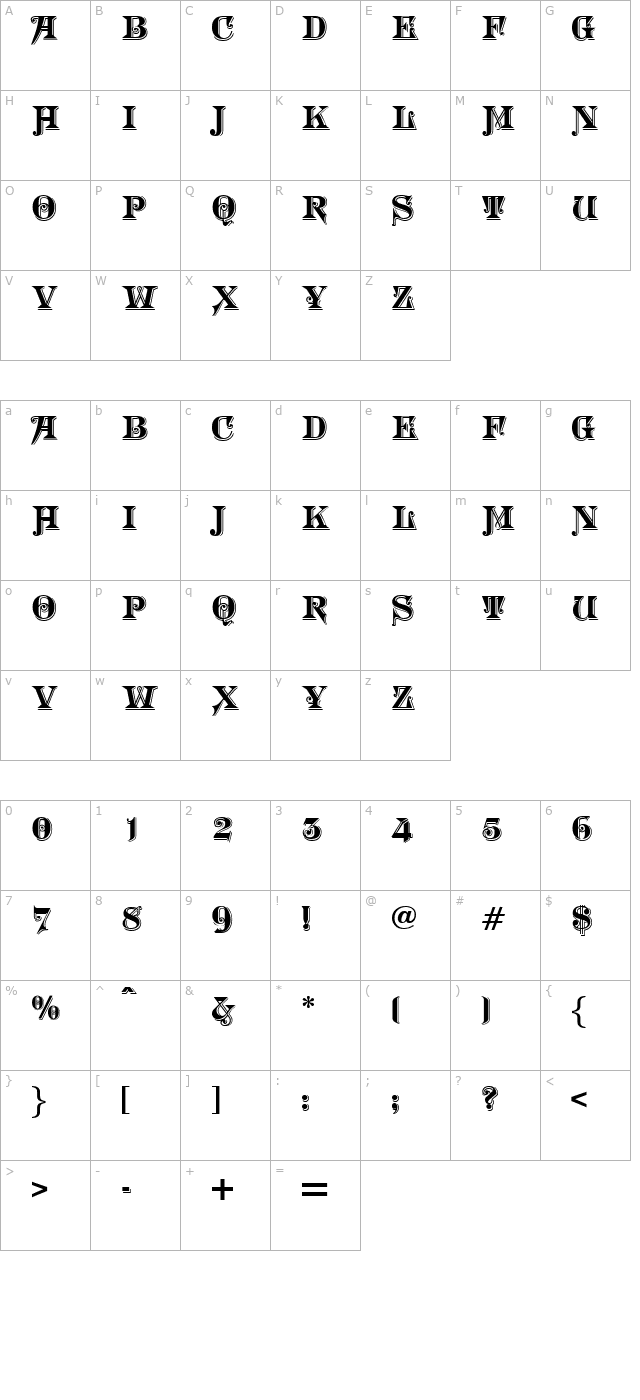 OPTIMorgan-TwentyNine character map