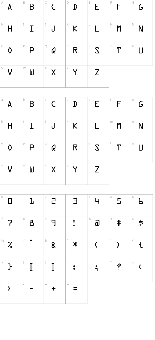 OPTIOpus character map