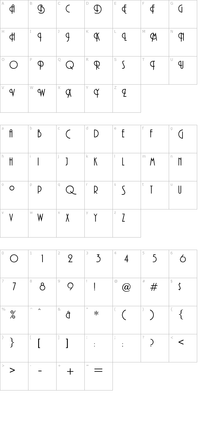 OPTIPashey character map