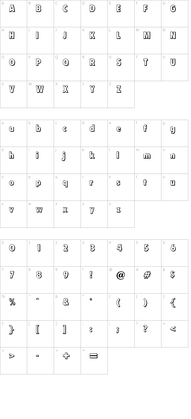 optivandyke-outline character map