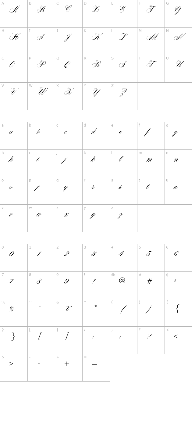 OPTIYale-Script character map