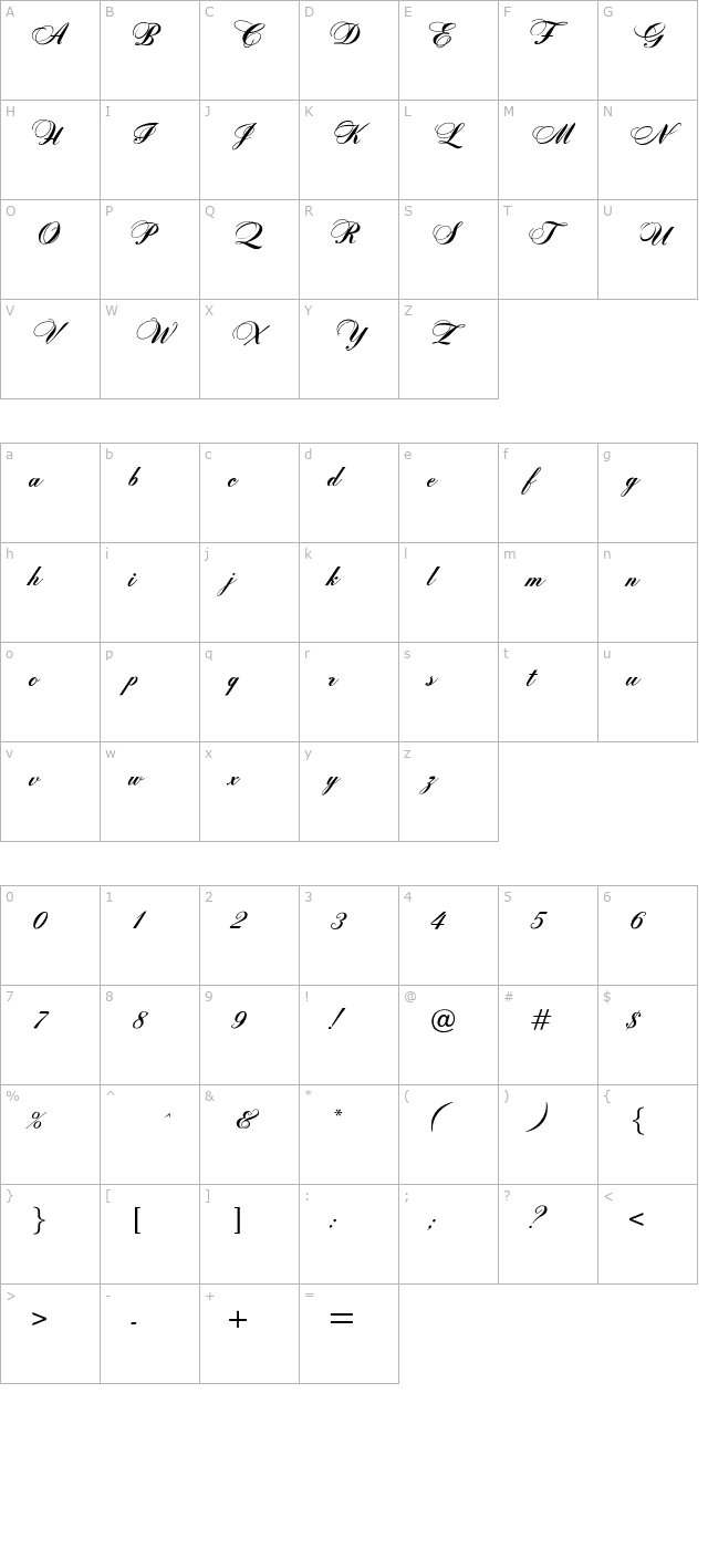 optizither character map