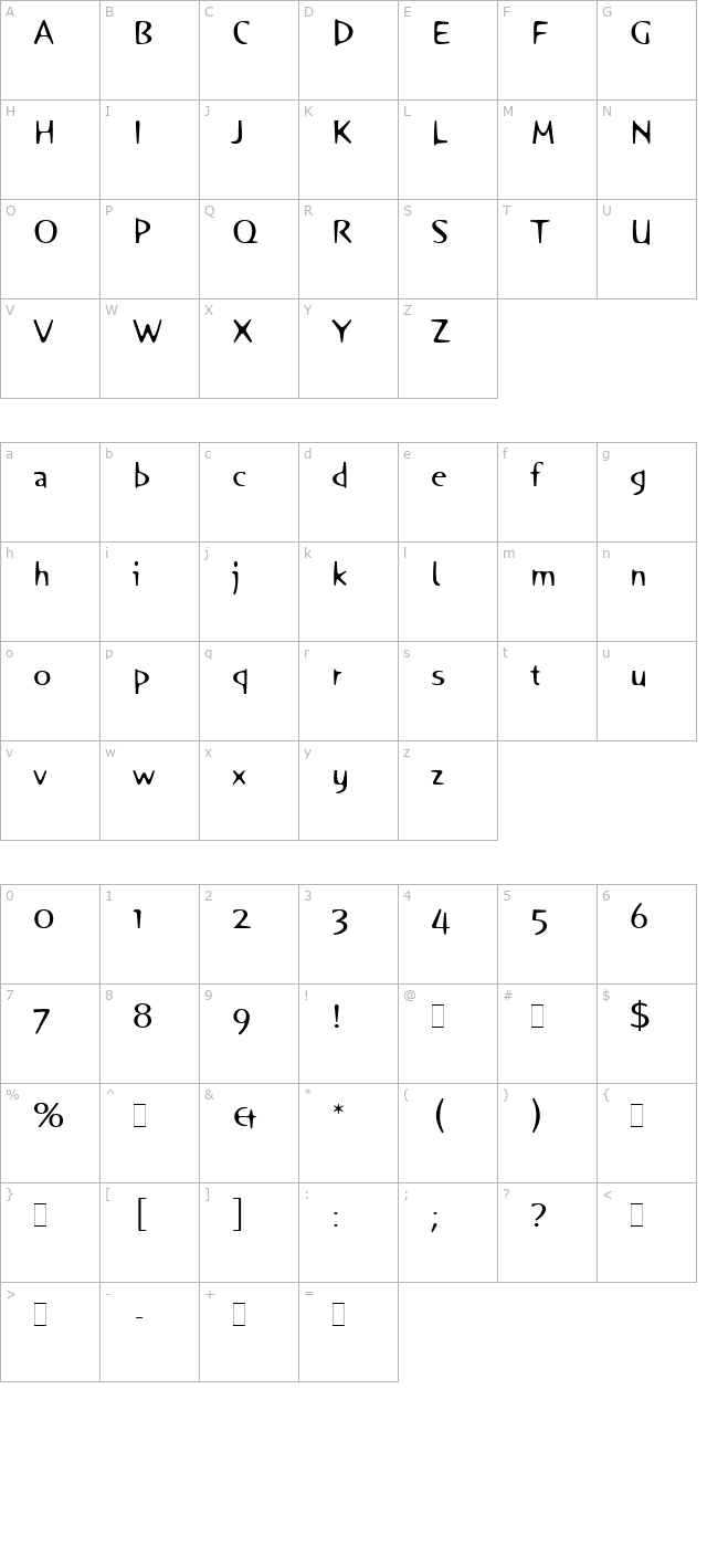 Orange Plain character map