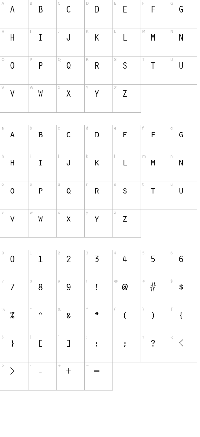 oratorstd character map