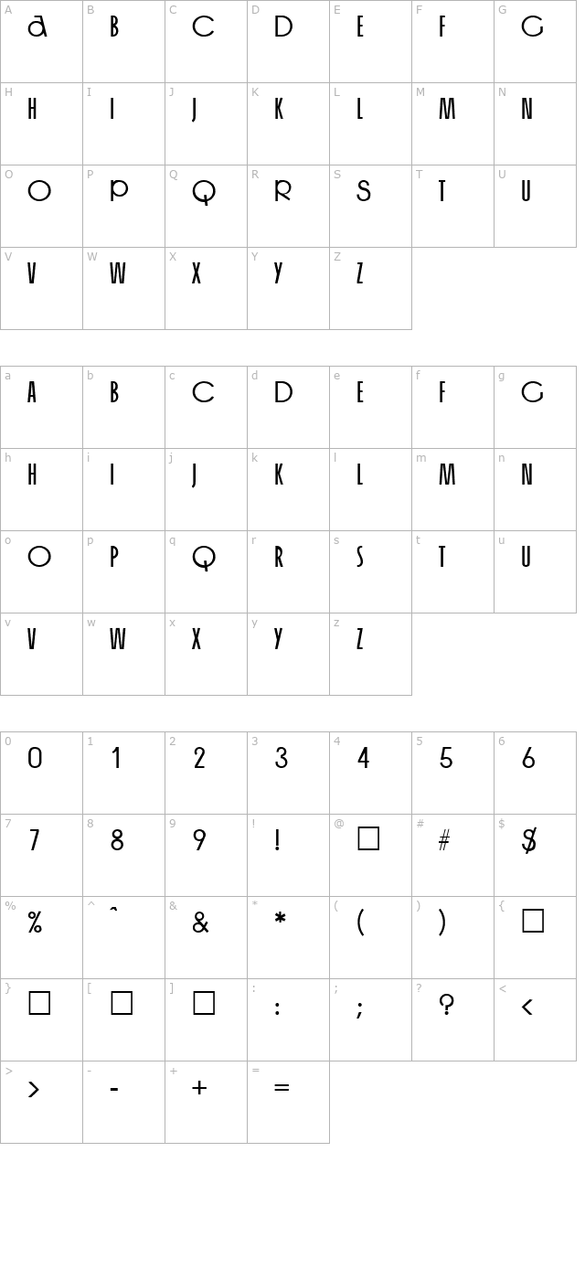 Organ Regular character map