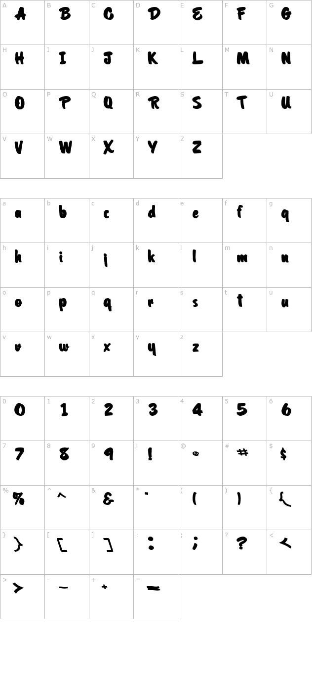 orielscriptssk-bold character map