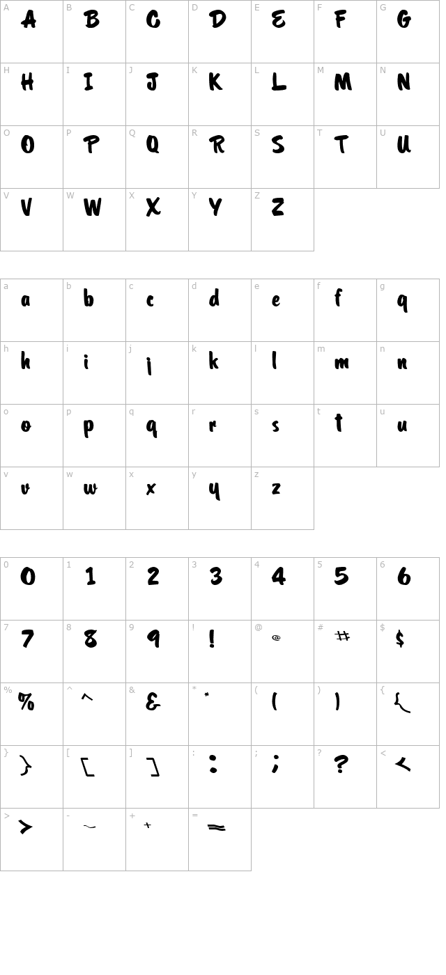 OrielScriptSSK character map