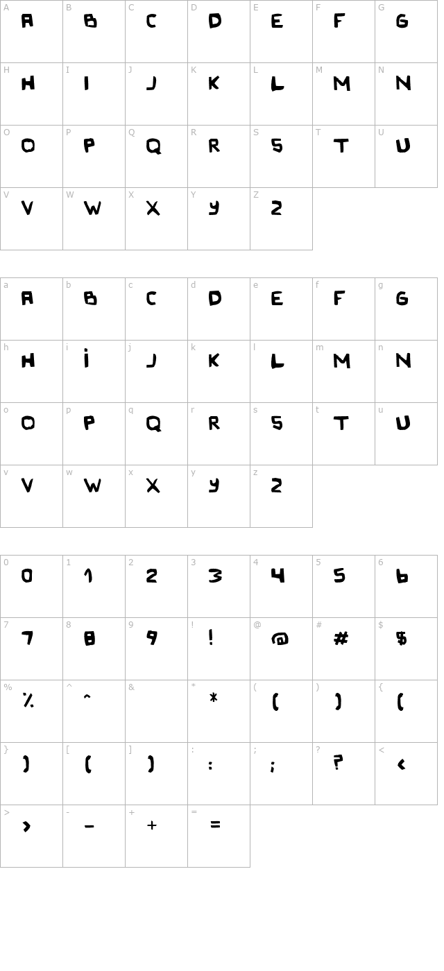 Original Olinda Style character map