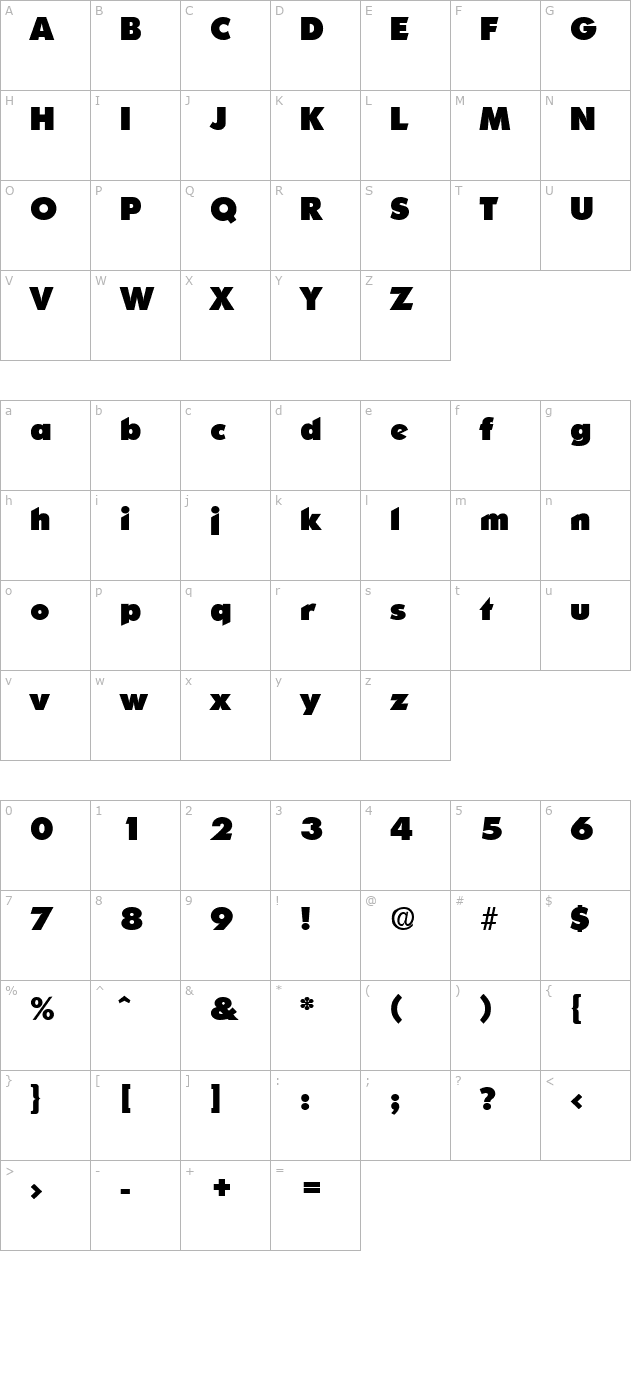 Ornitons-Heavy character map