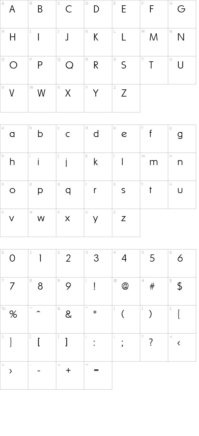 ornitons-serial-extralight-regular character map