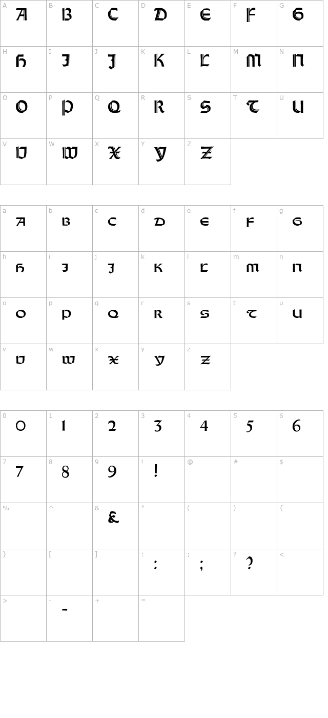 Orotund Capitals Heavy character map