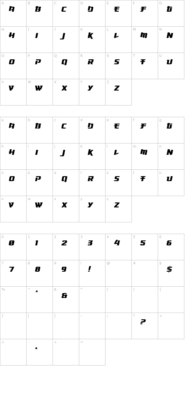 osaka-sans-serif character map