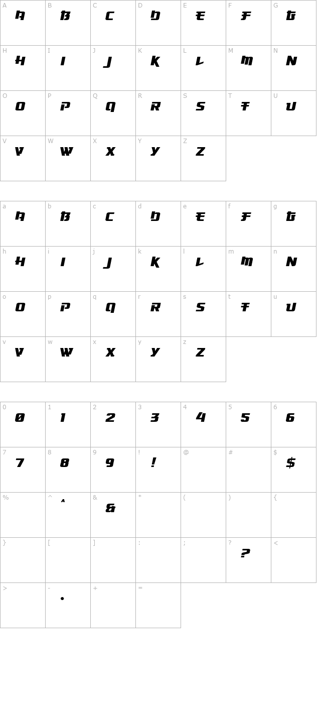 Osaka-Sans Serif character map