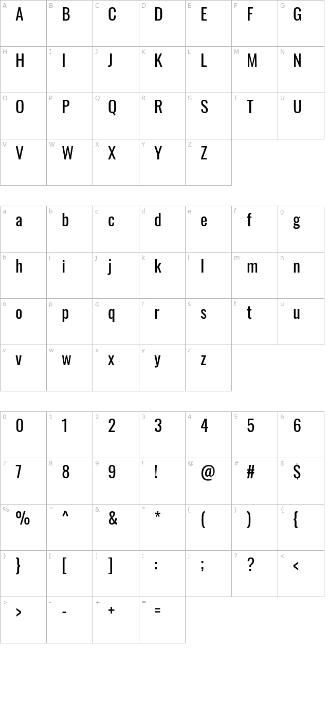 oswald character map