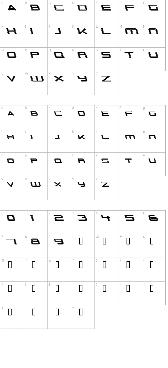 Outer Limits Extended Italic character map