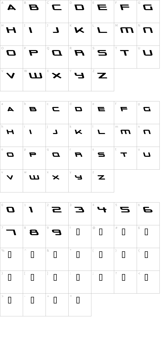 Outer Limits Solid Extended Italic character map