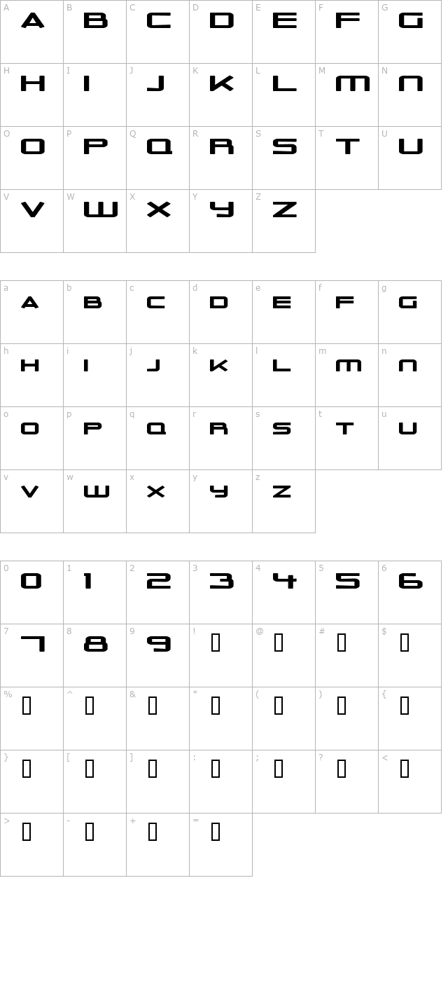 Outer Limits Solid Extended character map