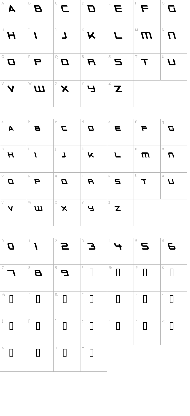 Outer Limits Solid Italic character map