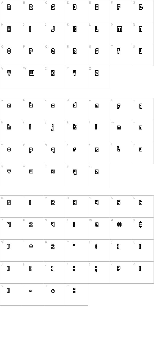 Outlands Truetype character map