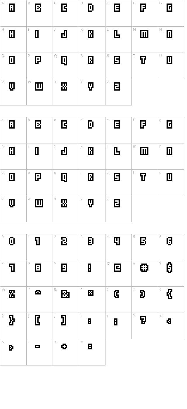 OutlinePixel character map