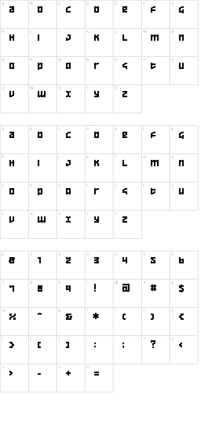 overheads character map