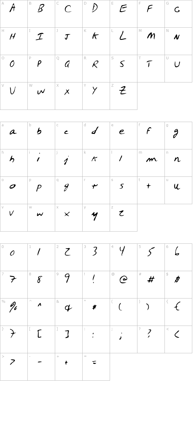 oyster-regular character map