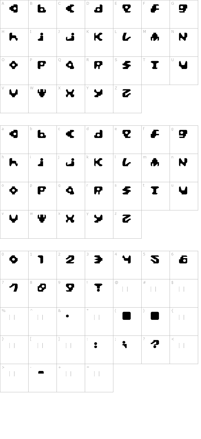 Paccer-Regular character map